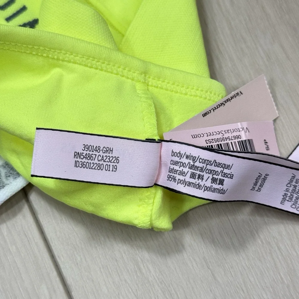 Victoria's Secret‎ Size Small Sport Neon Yellow Logo Band Racerback Sports Bra